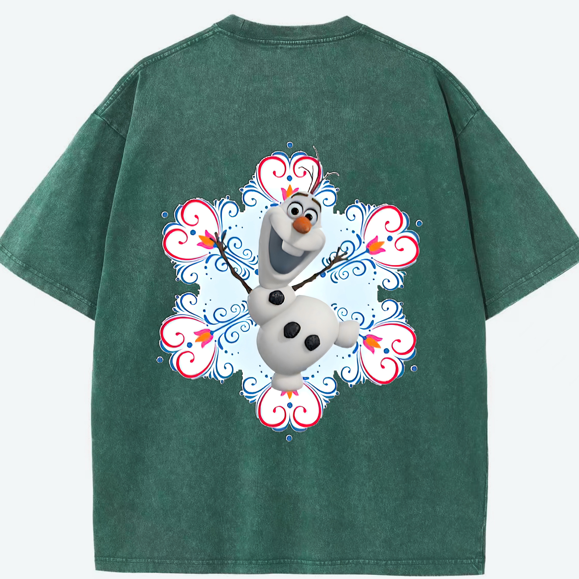 （画像用） アナと雪の女王 アンナ エルサ Frozen Anna Elsa 綿100% ヴィンテージ風 半袖Tシャツ（背面プリント）